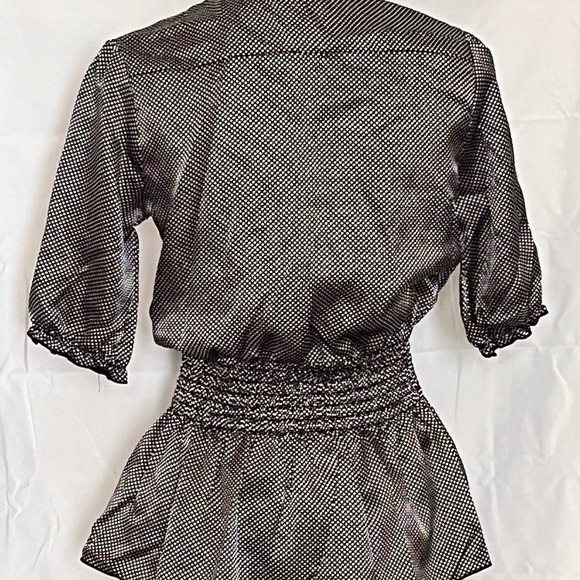 Charlotte Russe Black and White Polka Dot EUC business casual blouse buttons - Picture 2 of 5